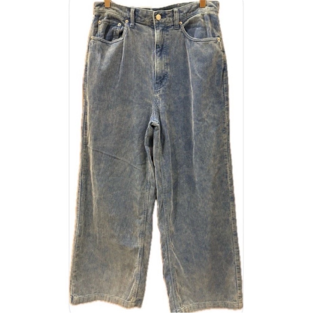 BDG Urban Outfitters Wide Straight Leg High Waist Light Blue Corduroy Pants 31